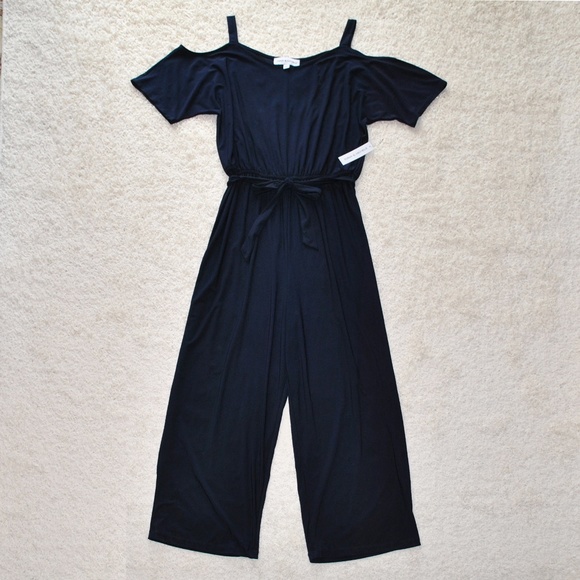 navy cold shoulder jumpsuit